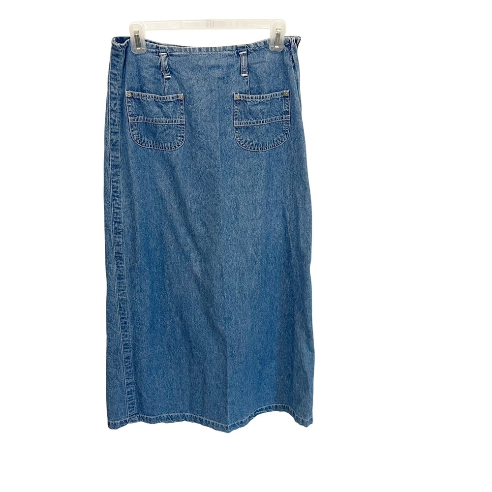 Vintage Rafaella Jeans 90s Denim Maxi Skirt Medium Wash Boho Cottage - Size 8